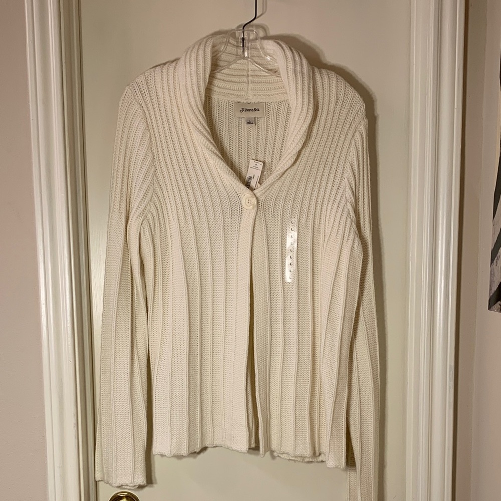 St. John's Bay Women's Ivory Cardigan Sweater NWT